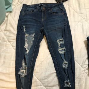 Super distressed blue jeans